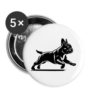 Bouledogue Français - Lot de 5 grands badges (56 mm) - blanc - Devant