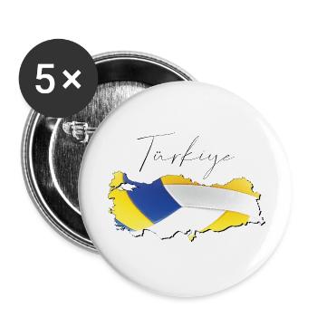 Turquie Türkiye Carte Encadrée Volley-ball TR - Lot de 5 grands badges (56 mm) - blanc - Devant