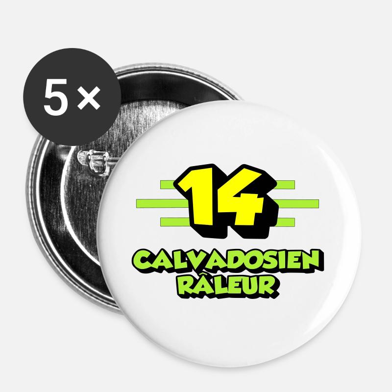 Calvadosien râleur - Lot de 5 grands badges (56 mm) - blanc