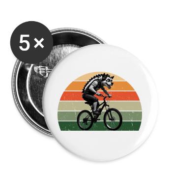 Hyena on a bike in the retro west - Buttons large 2.2''/56 mm (5-pack) - white - Front