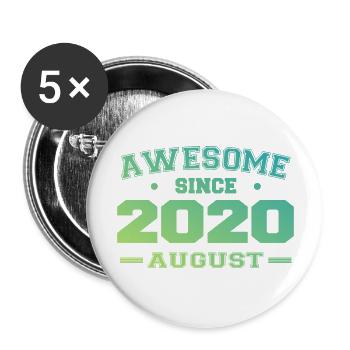 2020 August Jahr Geburt Geburtstag August 2020 - Buttons groß 56 mm (5er Pack) - Weiß - Vorne