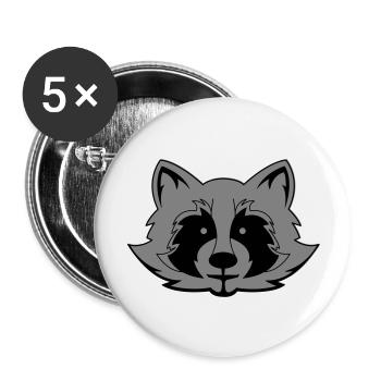 Raccoon Comic - Buttons large 2.2''/56 mm (5-pack) - white - Front