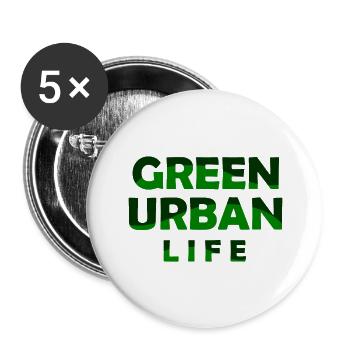 Vie urbaine verte - Sauvez la planète - Protection de l’environnement - Lot de 5 grands badges (56 mm) - blanc - Devant