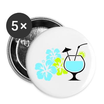 Cocktail Flowers Hawaii - Buttons large 2.2''/56 mm (5-pack) - white - Front