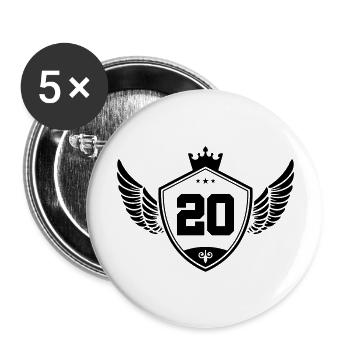 20 wappen krone - Buttons groß 56 mm (5er Pack) - Weiß - Vorne