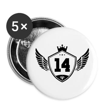 14 wappen krone - Buttons groß 56 mm (5er Pack) - Weiß - Vorne