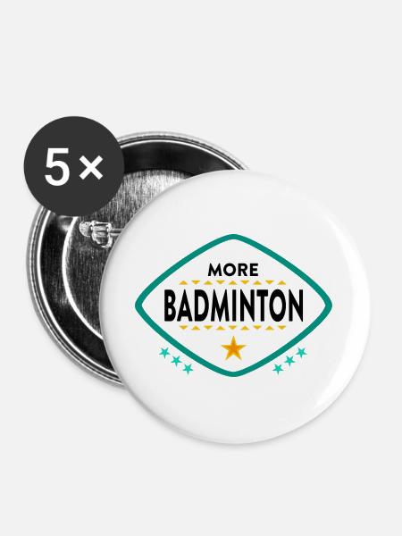 Badminton Federball Sport - Buttons groß 56 mm (5er Pack) - Weiß