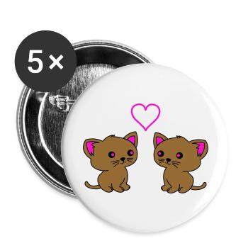 süße katzen love - Buttons groß 56 mm (5er Pack) - Weiß - Vorne
