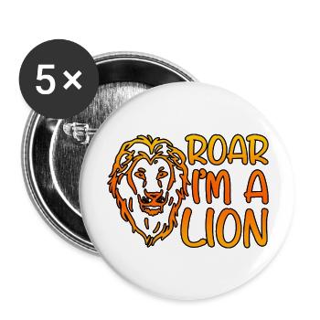Roar I'm A Lion 4 - Buttons groß 56 mm (5er Pack) - Weiß - Vorne