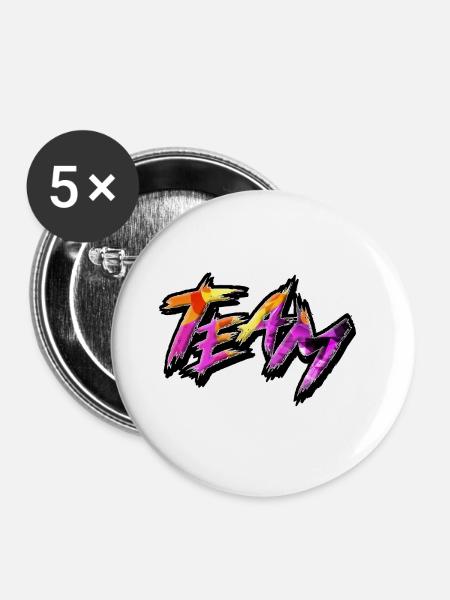 Team - Buttons groß 56 mm (5er Pack) - Weiß