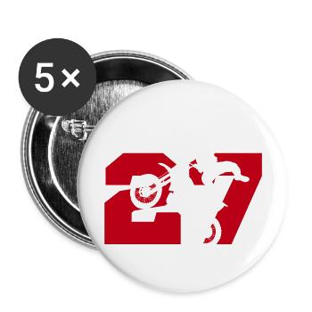 Moto 27 Biker - Buttons groß 56 mm (5er Pack) - Weiß - Vorne