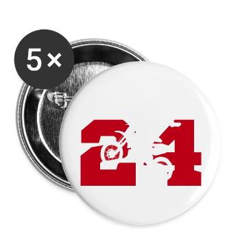 Moto 24 Biker - Buttons groß 56 mm (5er Pack) - Weiß - Vorne
