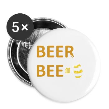 beerbee bier biene partyspruc biertrinker geschenk - Buttons groß 56 mm (5er Pack) - Weiß - Vorne