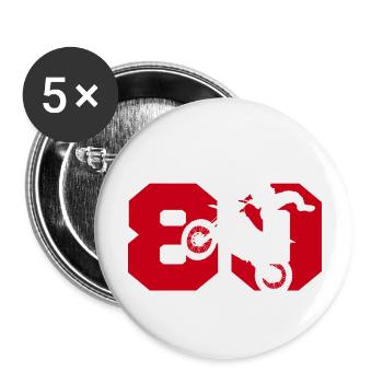 Moto 80 Biker - Buttons groß 56 mm (5er Pack) - Weiß - Vorne