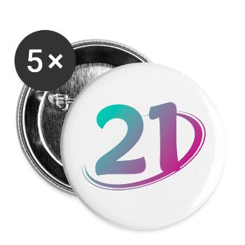 Number 21 multicolor - Buttons large 2.2''/56 mm (5-pack) - white - Front