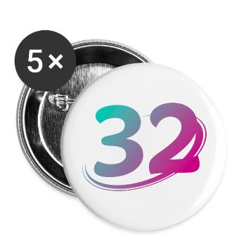 Number 32 multicolor - Buttons large 2.2''/56 mm (5-pack) - white - Front