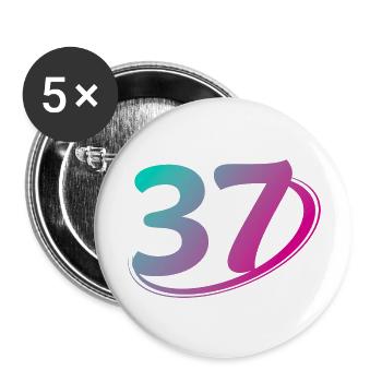 Number 37 multicolor - Buttons large 2.2''/56 mm (5-pack) - white - Front