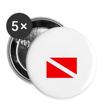 Bonaire Diver Down Flag - Scuba - Diving - Tauchen - Buttons large 2.2''/56 mm (5-pack) - white - Front
