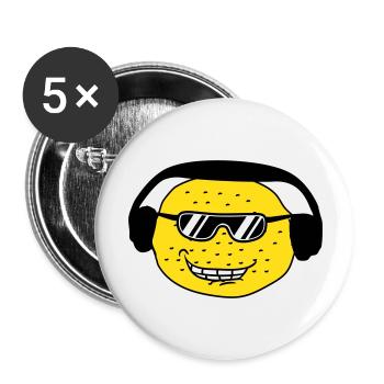 Funny DJ Party Lemon Fruit Music Fun Face - Buttons large 2.2''/56 mm (5-pack) - white - Front