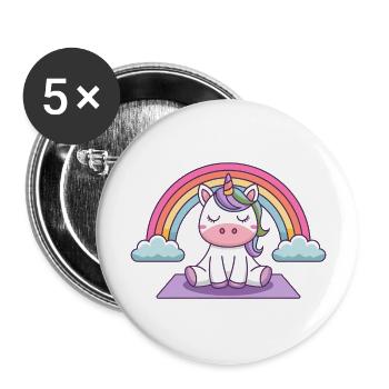 licorne de yoga - Lot de 5 grands badges (56 mm) - blanc - Devant