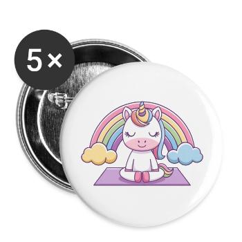 licorne de yoga - Lot de 5 grands badges (56 mm) - blanc - Devant