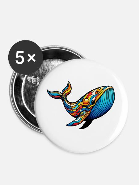 Wal - Buttons groß 56 mm (5er Pack) - Weiß