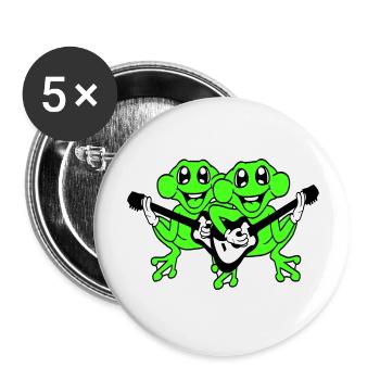 Frösche Gitarre Band Süße Zwei Frosch Freunde Team - Buttons groß 56 mm (5er Pack) - Weiß - Vorne
