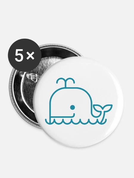 Whale - Buttons groß 56 mm (5er Pack) - Weiß