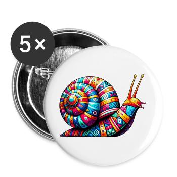 Schnecke - Buttons groß 56 mm (5er Pack) - Weiß - Vorne
