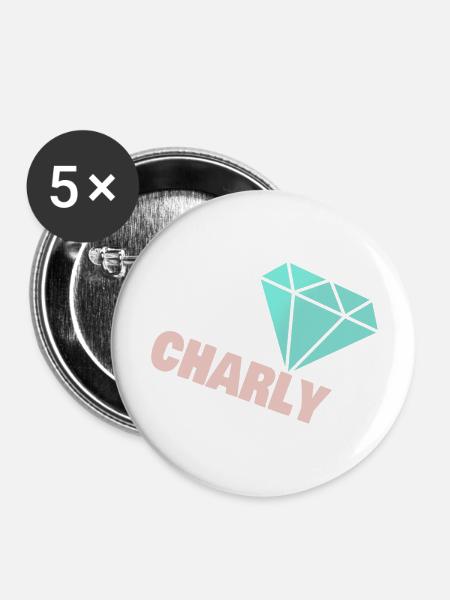 Geschenk für Charly - Buttons groß 56 mm (5er Pack) - Weiß
