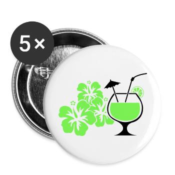 Hawaiian Hibiscus Cocktail - Buttons large 2.2''/56 mm (5-pack) - white - Front