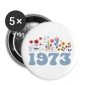 1973 Floral Pattern 1973 Floral Theme Flowers 1973 - Buttons large 2.2''/56 mm (5-pack) - white - Front