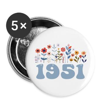 1951 Floral Pattern 1951 Floral Theme Flowers 1951 - Buttons large 2.2''/56 mm (5-pack) - white - Front