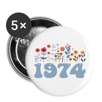 1974 Floral Pattern 1974 Floral Theme Flowers 1974 - Buttons large 2.2''/56 mm (5-pack) - white - Front
