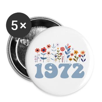 1972 Blumenmuster 1972 Blumen-thema Blumen 1972 - Buttons groß 56 mm (5er Pack) - Weiß - Vorne
