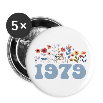 1979 Floral Pattern 1979 Floral Theme Floral 1979 - Buttons large 2.2''/56 mm (5-pack) - white - Front