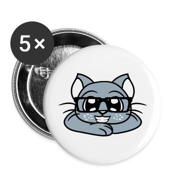 Smart Nerd Cat Horn-Rimmed Glasses Geek Kitten Glasses - Buttons large 2.2''/56 mm (5-pack) - white - Front