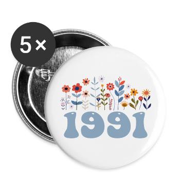 1991 Floral Pattern 1991 Floral Theme Floral 1991 - Buttons large 2.2''/56 mm (5-pack) - white - Front