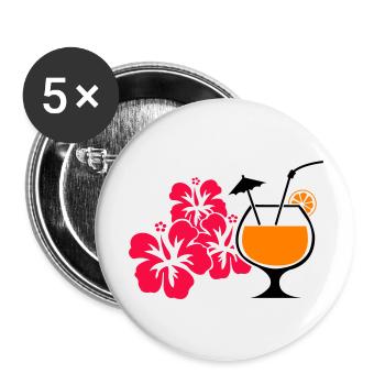 Boisson cocktail à l’hibiscus d’Hawaï - Lot de 5 grands badges (56 mm) - blanc - Devant