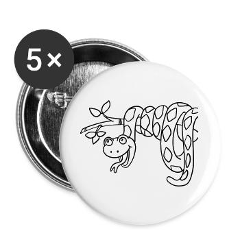 Snake Kawaii coloring page hand-illustrated - Buttons large 2.2''/56 mm (5-pack) - white - Front