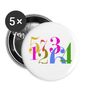 Piles de chiffres - Lot de 5 grands badges (56 mm) - blanc - Devant
