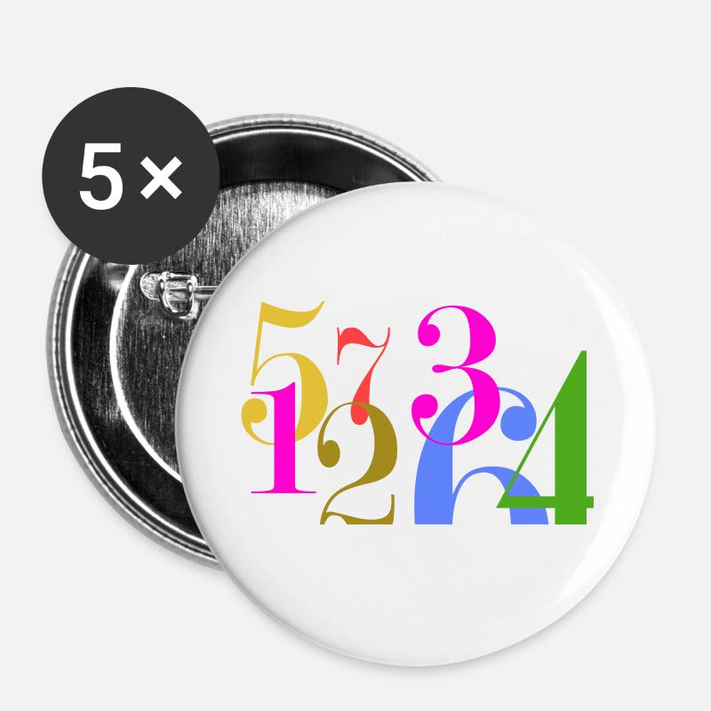 Stacks of numbers - Buttons large 2.2''/56 mm (5-pack) - white