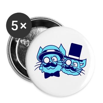 2 Sir Cats Mr. Cylinder Deux Monocle Team Rich - Lot de 5 grands badges (56 mm) - blanc - Devant