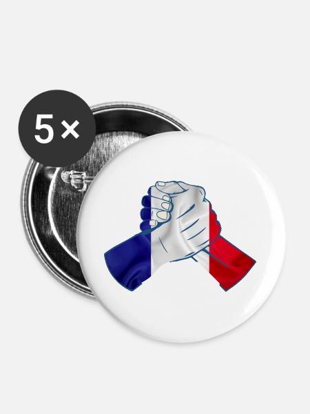 Schlichter französischer Stiel - Buttons groß 56 mm (5er Pack) - Weiß