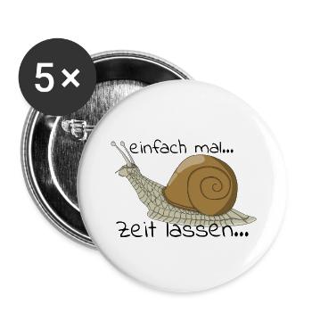 Schnecke "einfach mal Zeit lassen..." - Buttons groß 56 mm (5er Pack) - Weiß - Vorne