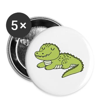 Crocodile - Lot de 5 grands badges (56 mm) - blanc - Devant