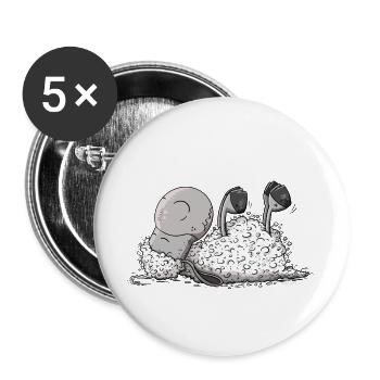 Kleines Schlafendes Schaf Träumt - Buttons groß 56 mm (5er Pack) - Weiß - Vorne