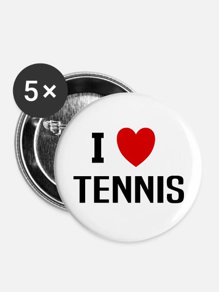 Ich liebe Tennis - Buttons groß 56 mm (5er Pack) - Weiß
