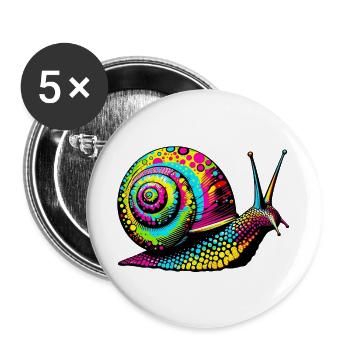 Schnecke - Buttons groß 56 mm (5er Pack) - Weiß - Vorne
