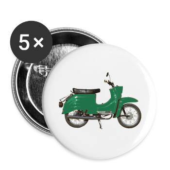 Schwalli grün KR51/2 - Buttons groß 56 mm (5er Pack) - Weiß - Vorne